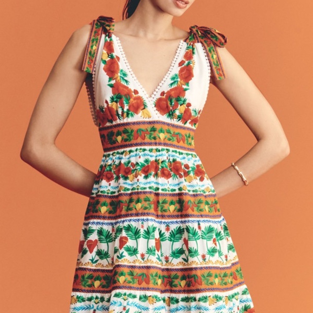 Floral Tie-Shoulder Sundress Farm Rio - Picture 3 of 4
